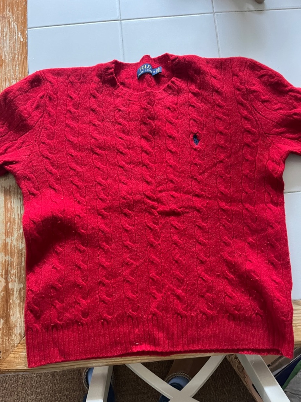 Ralph Lauren Bright Red Cable Knit Sweater